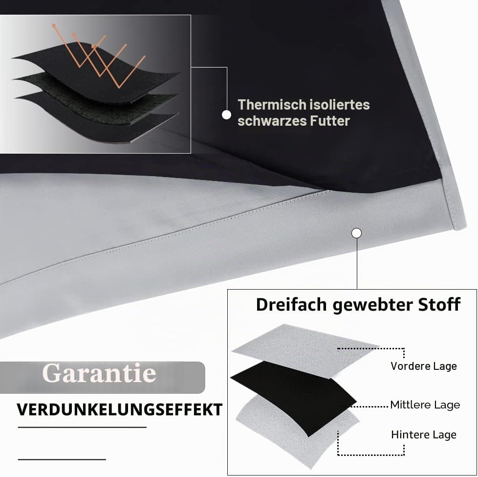 PONY DANCE Thermo-Isoliervorhänge, Blickdicht, wärmeisolierend, schützt vor Kälte, hell, Blockierung