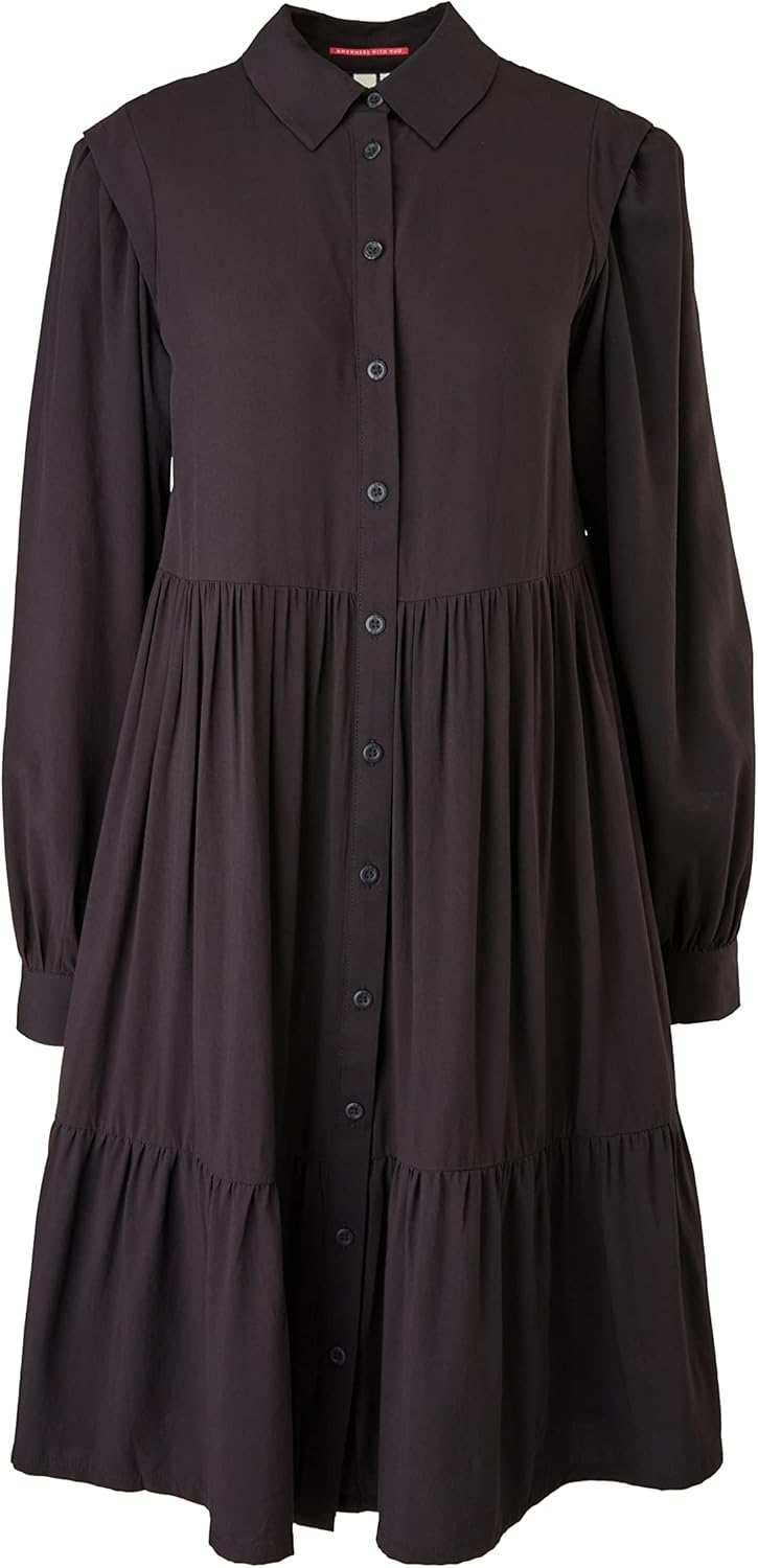 Q/S designed by - s.Oliver Damen Kleid Kurz Regular Fit Dress 36 Grau/Schwarz, 36 Grau/Schwarz