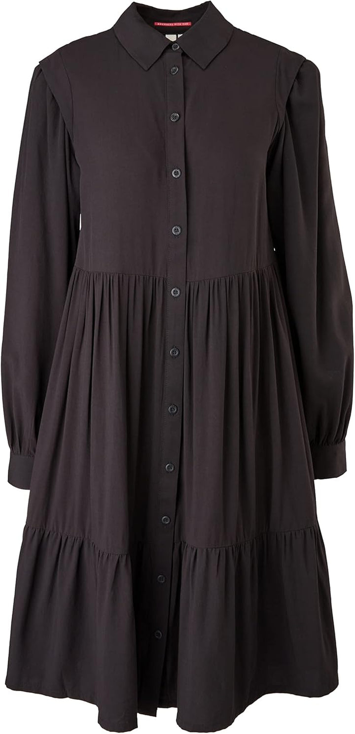 Q/S designed by - s.Oliver Damen Kleid Kurz Regular Fit Dress 36 Grau/Schwarz, 36 Grau/Schwarz