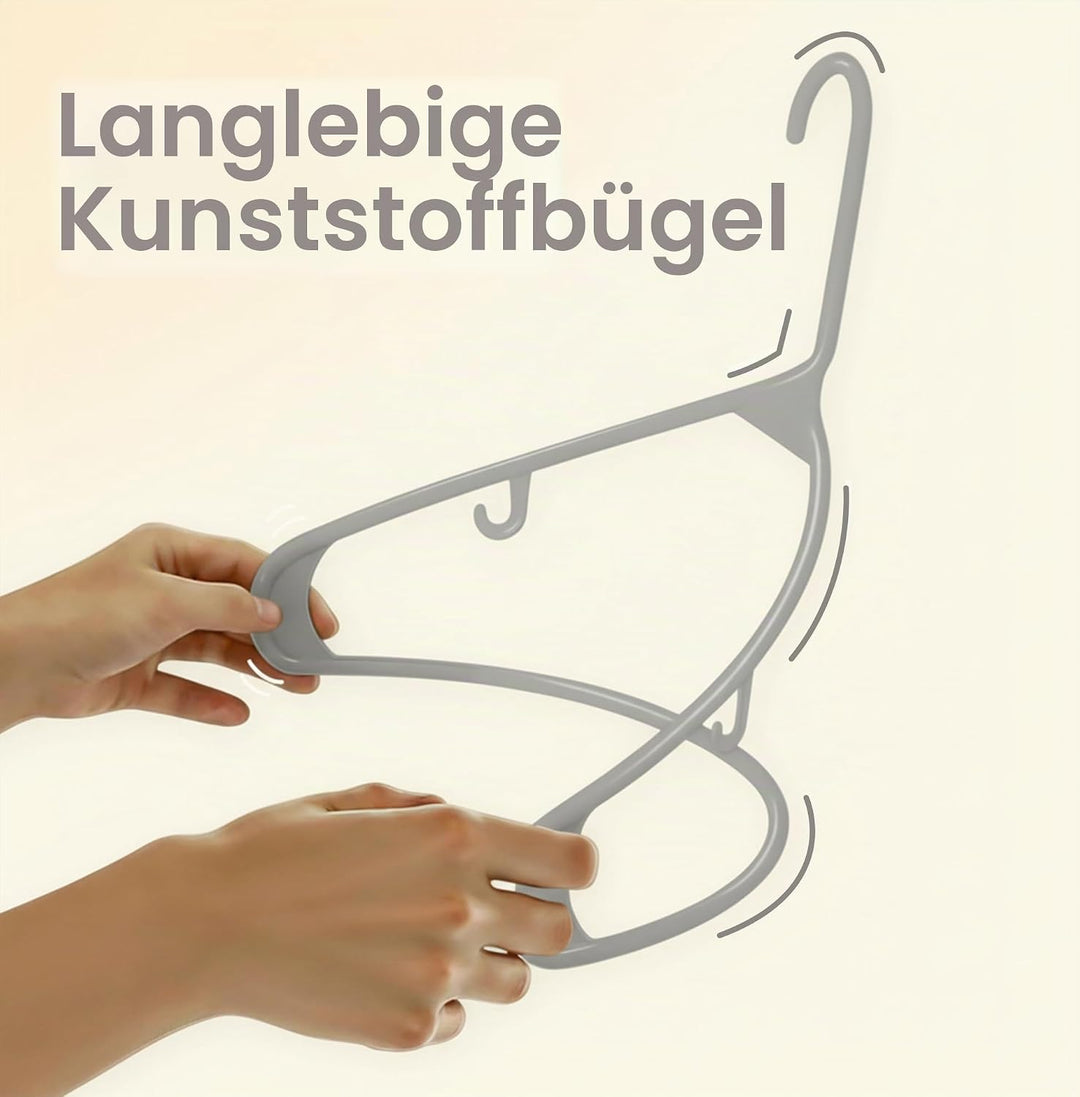 Utopia Home Graue Kunststoff-Kleiderbügel, 50 Packungen mit Haken – langlebige und stabile, platzspa