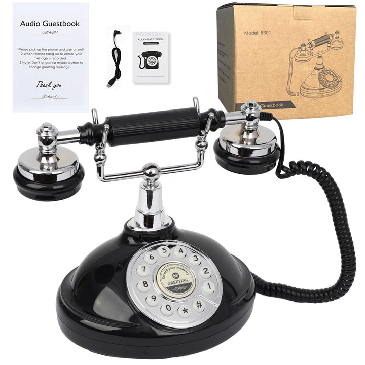 Audio Gästebuch Hochzeit Telefon mit Flugetui, Record Customized Audio Nachricht mit Gästebuch Retro