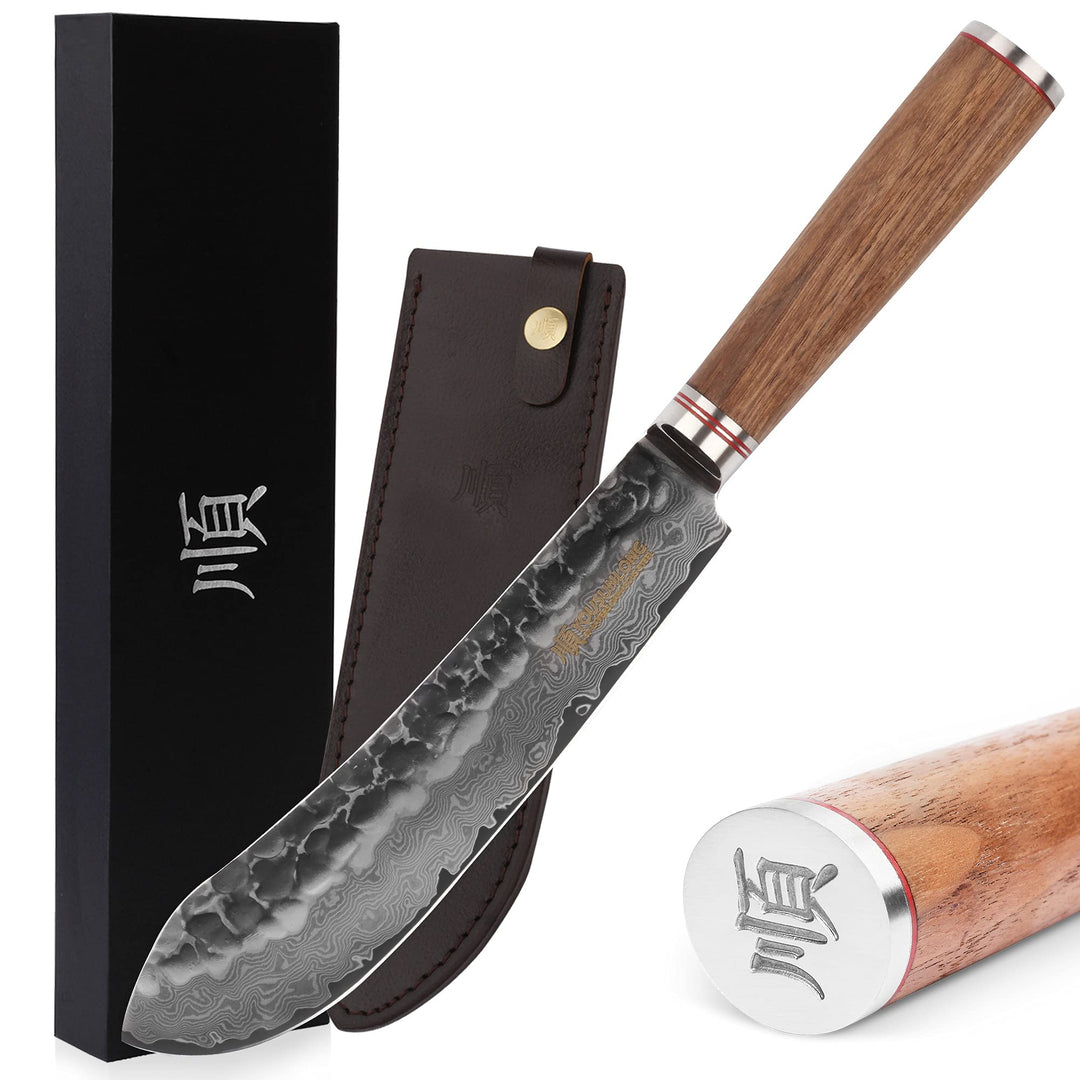 YOUSUNLONG Blockmesser Damastmesser gross, Klinge 20,50 cm Länge - sehr hochwertiges sehr scharfes P