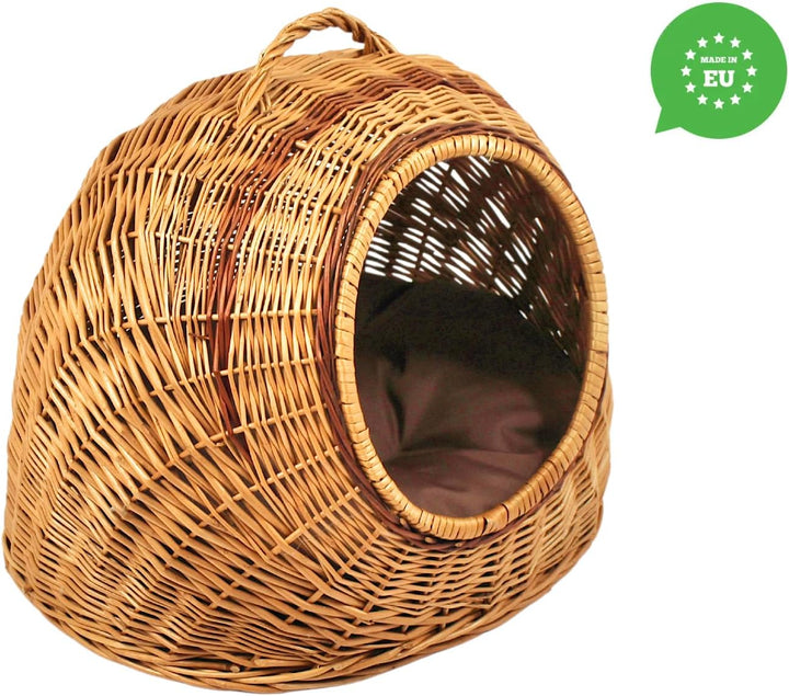 Weidenkorb Korbhöhle mit Gitter und Tragegriff – Abmessungen 50x40x45 cm – Transporthöhle – Natürlic