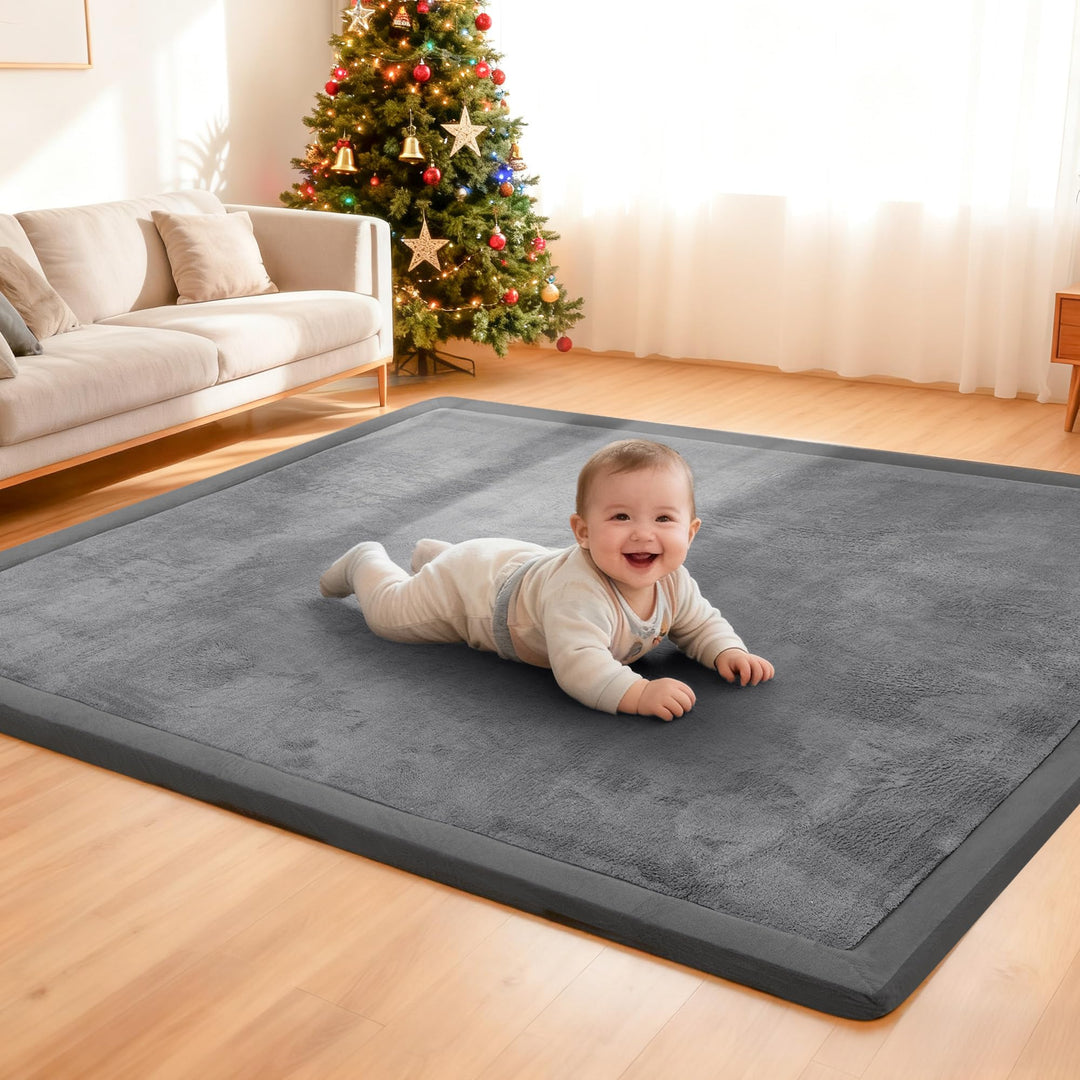 ACOMOPACK Baby Krabbelmatte 127x127x3.5cm Dicke Spielmatte mit Schaumfüllung Rutschfester Unterseite