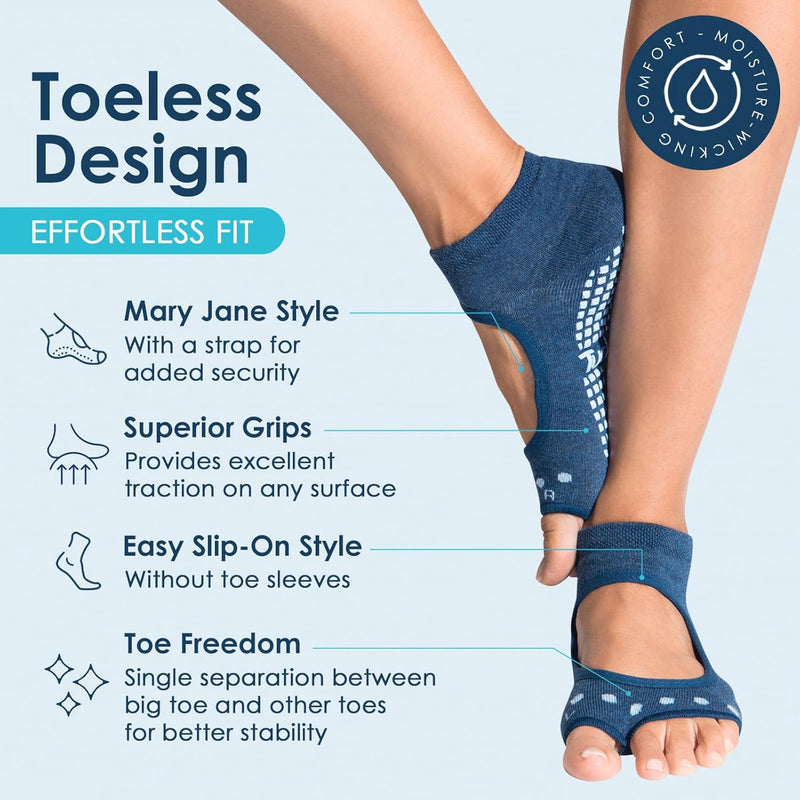 Tucketts Yoga Socken für Frauen - Rutschfeste Haftsocken ohne Zehen - Stoppersocken (Damen) – Pilate
