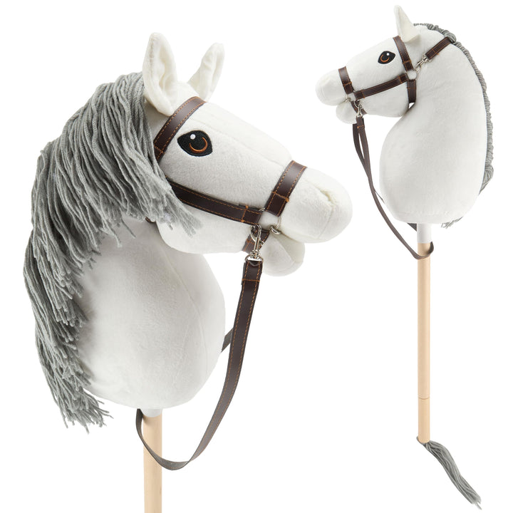 Bieco personalisiertes Hobby Horse Steckenpferd Schimmel - Grösse M, mit Trense | Abnehmbarer Stock
