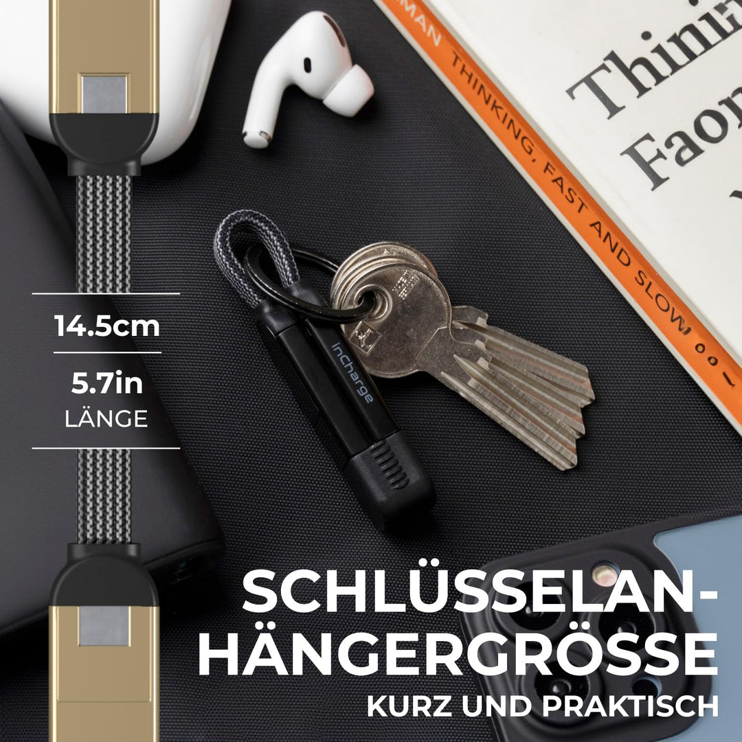 Rolling Square inCharge X - Schlüsselanhänger mit USB-C-Kabel, Universal-Smartphone-Kabel, Geschenk