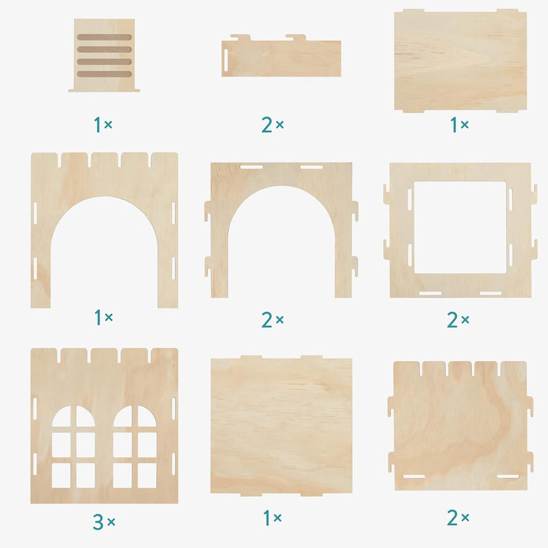 Navaris Hasenburg aus MDF 69 x 24 x 25,5 cm - Kaninchenhaus Nagerhaus Hasenhöhle zum Zusammenstecken