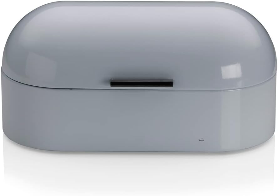 Kela 311167 Brotkasten, Glänzendes Metall, 44 x 21,5, Höhe: 22 cm, Frisco, hellgrau, Hellgrau