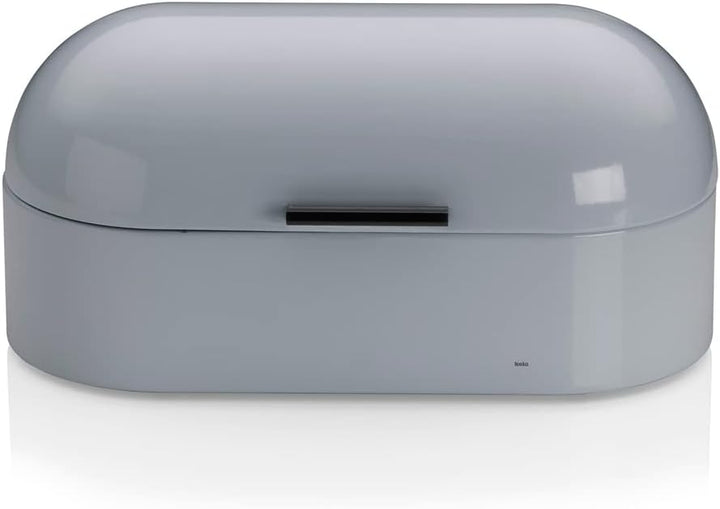 Kela 311167 Brotkasten, Glänzendes Metall, 44 x 21,5, Höhe: 22 cm, Frisco, hellgrau, Hellgrau