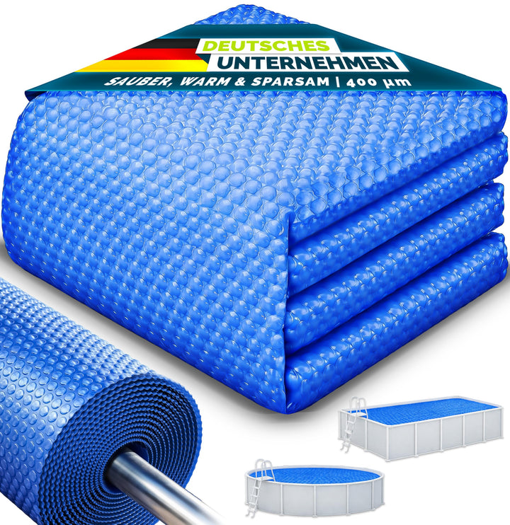 tillvex® Premium Pool Solarabdeckplane 400 µm Rechteckig 800x400 cm | Solarfolie Wärmeplane zuschnei