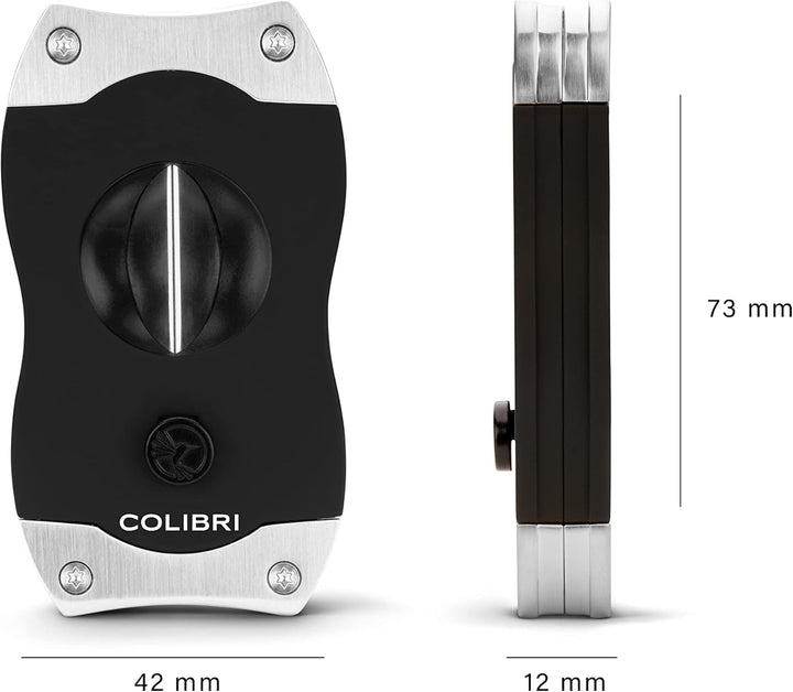 Colibri V-Cut Zigarrenschneider | Schwarz Mit chromakzenten | Federauslöser | Tiefer 7mm V-Schnitt |