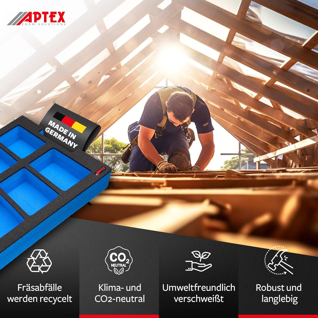 APTEX Schaumeinlage passend für 8x Bosch Akkus 18V ProCore 5.5Ah, 8.0Ah für L-Boxx 136 G4, LB4