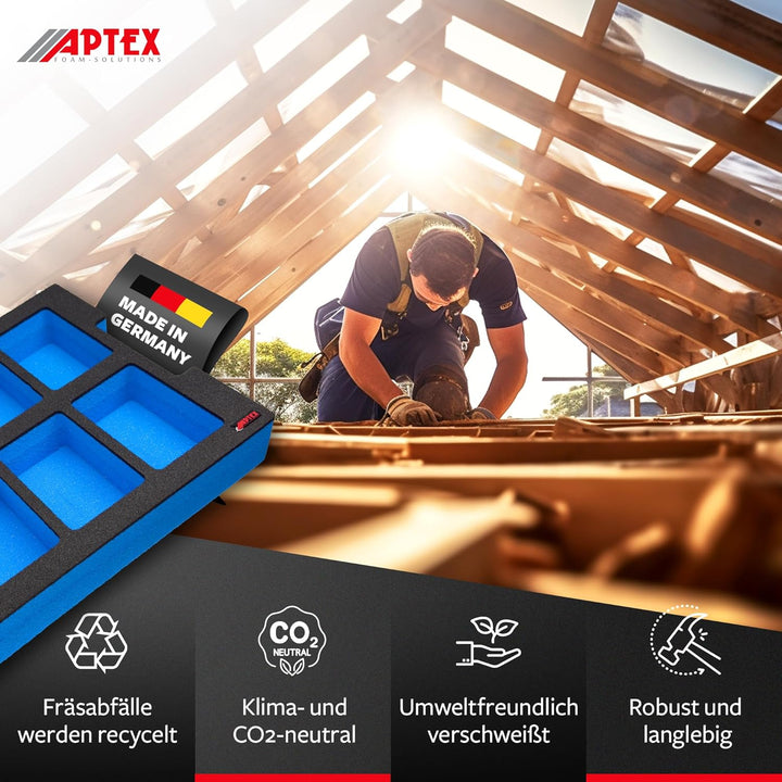 APTEX Schaumeinlage passend für 8x Bosch Akkus 18V ProCore 5.5Ah, 8.0Ah für L-Boxx 136 G4, LB4