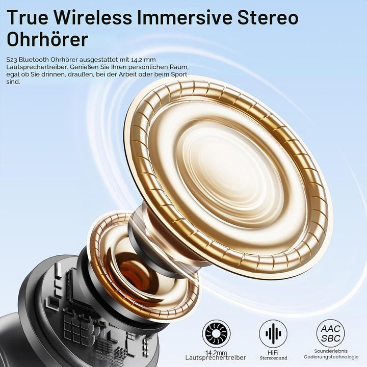 Bluetooth Kopfhörer, Kopfhörer Kabellos Bluetooth 5.4 mit 4 HD Mic Stereo HiFi, In Ear Kopfhörer 40H