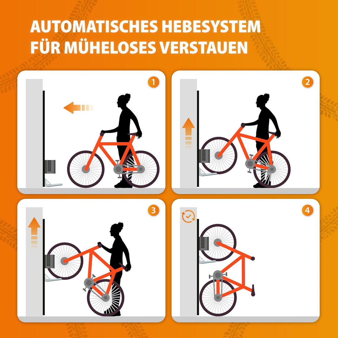 HANDLER Storage Fahrradlift 3ER-SET, Vertikale Wandhalterung in grau für E-Bikes &amp; Fahrräder bis 32k