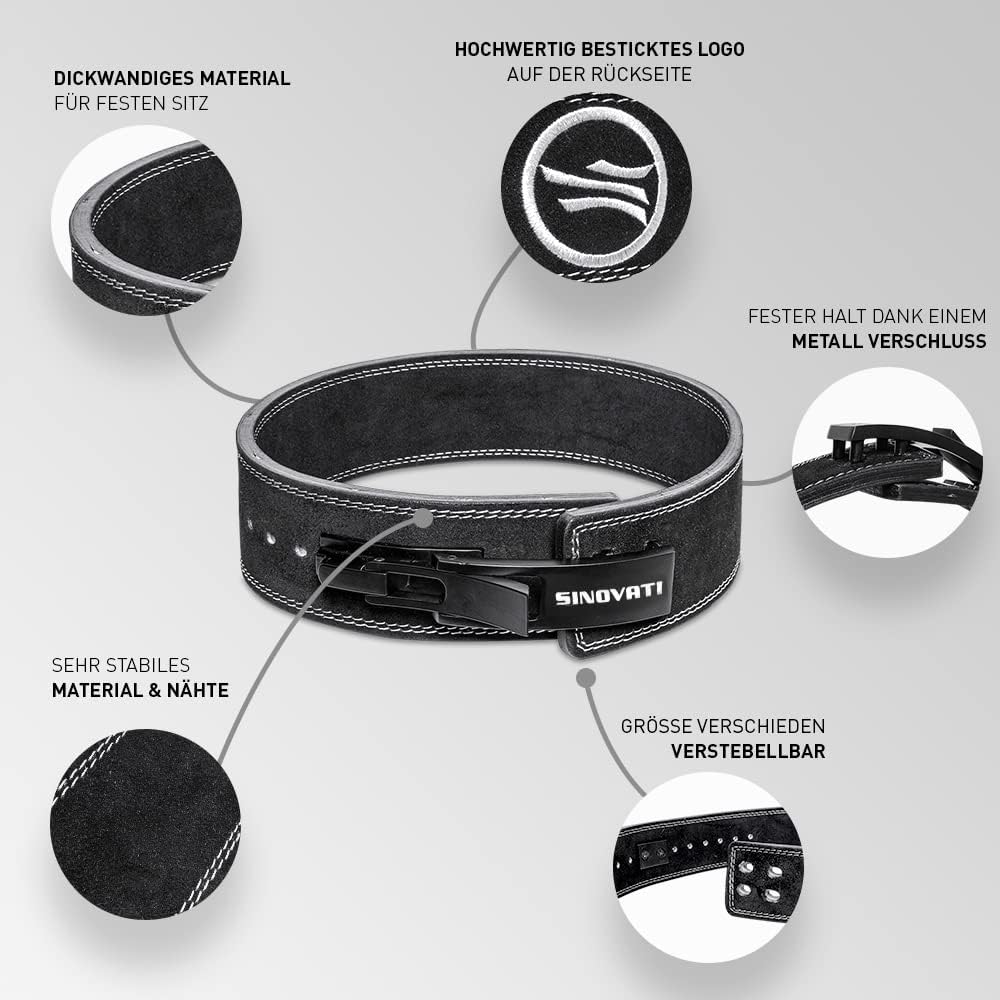 SINOVATI Premium Gewichthebergürtel KDK Gürtel aus Rindsleder mit Schnalle, Weightlifting Lever Belt