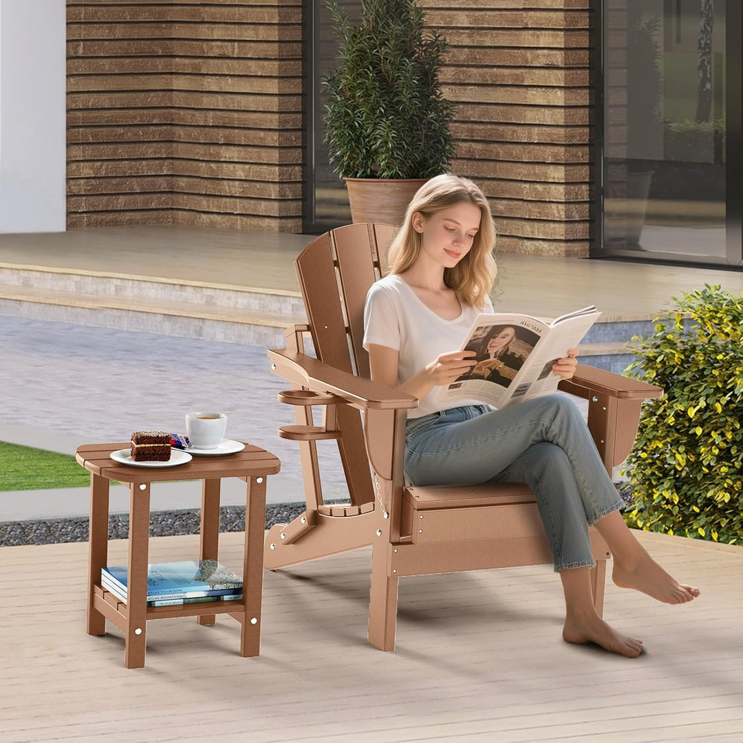 NALONE Adirondack Beistelltisch 16,5" Outdoor-Beistelltisch HDPE Kunststoff Doppelter Adirondack Kle