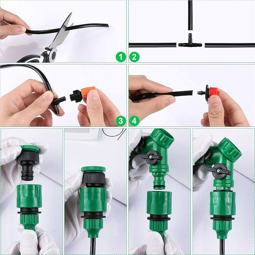 ANJUN 50m Garten BewässerungsSystem, 200 Pcs Garten Bewässerung Kit, Automatik Tröpfchenbewässerung