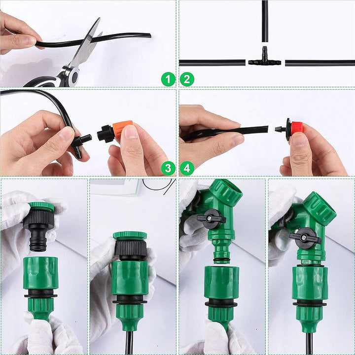 ANJUN 50m Garten BewässerungsSystem, 200 Pcs Garten Bewässerung Kit, Automatik Tröpfchenbewässerung