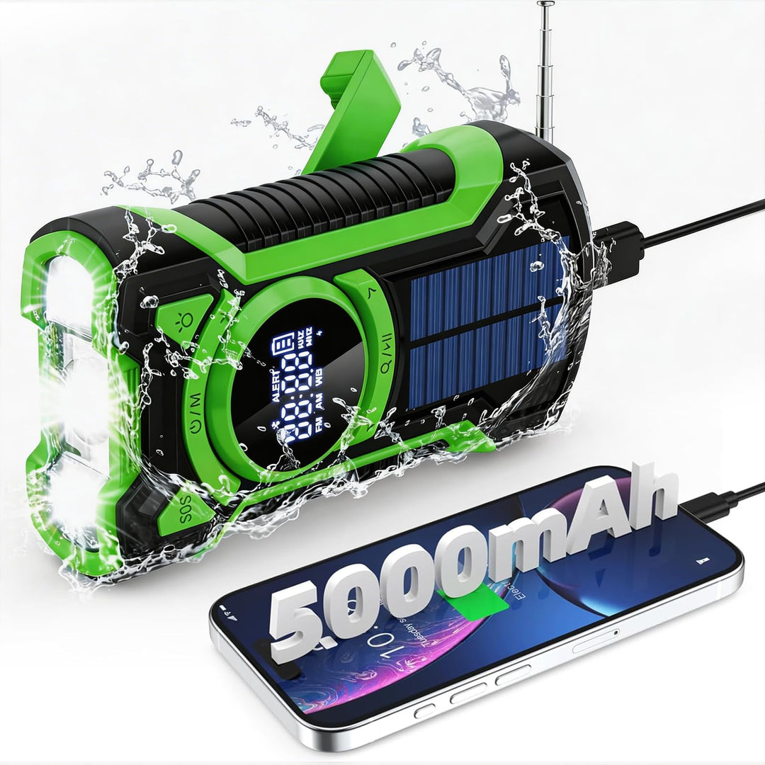 Solar Kurbel Notfall Radio mit Handkurbel, Gemmac 5000mAh Batterie Kurbelradio mit Bluetooth-Lautspr