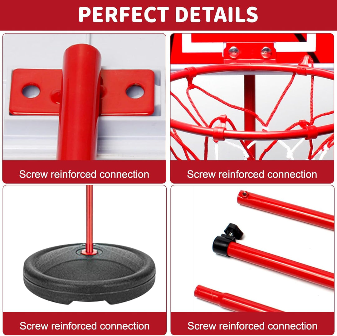 Basketballkorb Outdoor für Kinder,Inkl.2X Netze,3X Basketball,Pumpe & Installationstools,50–150cm Hö