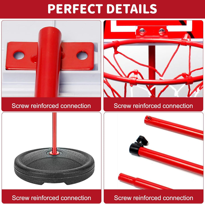 Basketballkorb Outdoor für Kinder,Inkl.2X Netze,3X Basketball,Pumpe & Installationstools,50–150cm Hö