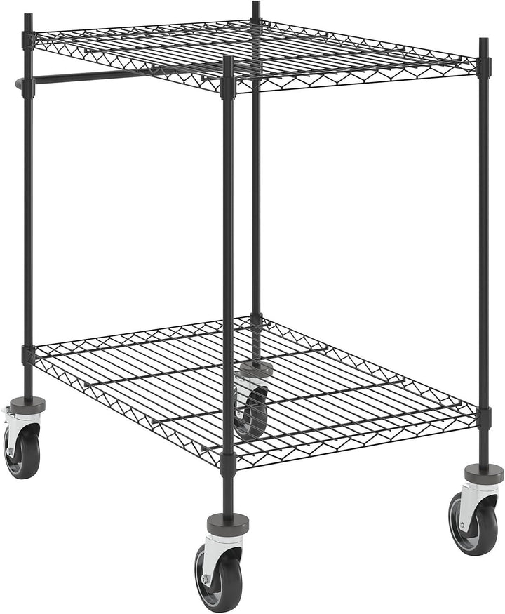 kaiserkraft | Drahtgitter-Tischwagen | schwarz | mit 2 Etagen | LxBxH 910 x 610 x 1025 mm