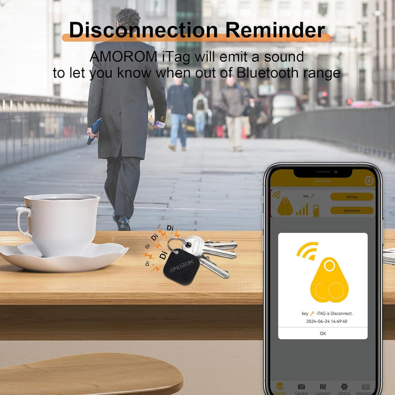 AMOROM Bluetooth Schlüsselfinder Air Tracker Tag, iOS & Android APP, Telefonfinder, In der Nähe Find