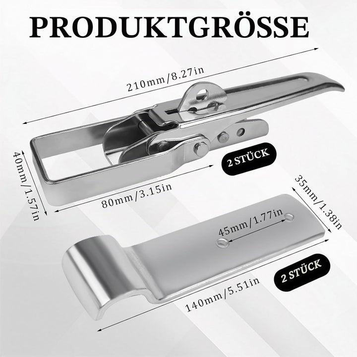 2 PCS Exzenterverschluss mit Sicherung(210mm), Spannverschluss Gross für PKW/Anhänger/Kipper, Bordwa