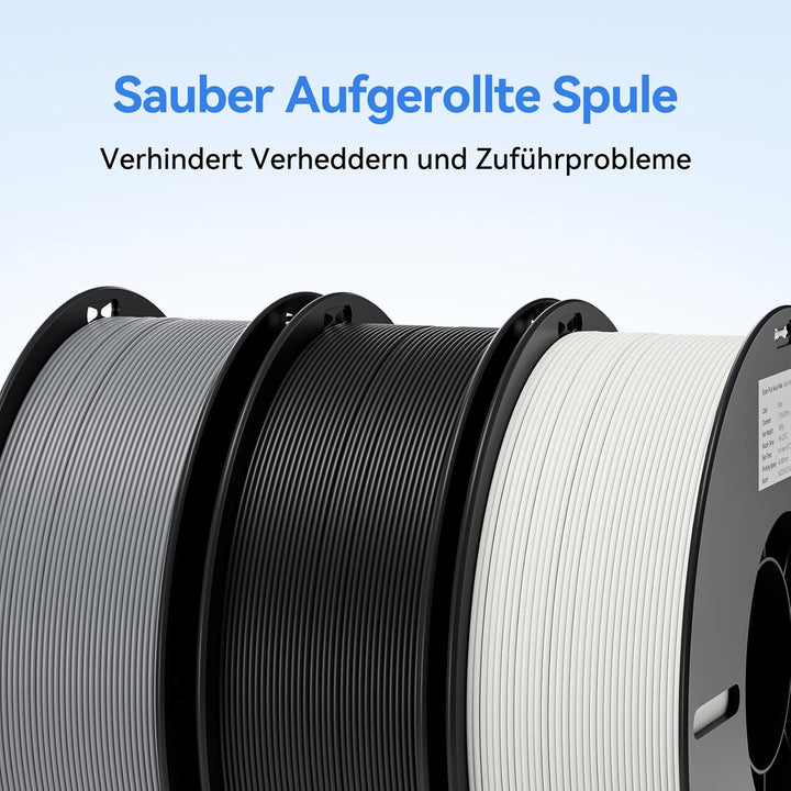 Creality Ender PLA Filament 1,75mm, 2 Schwarz-Weiss-Grau, 4er-Pack 1kg Spulen, Massgenauigkeit ±0,03