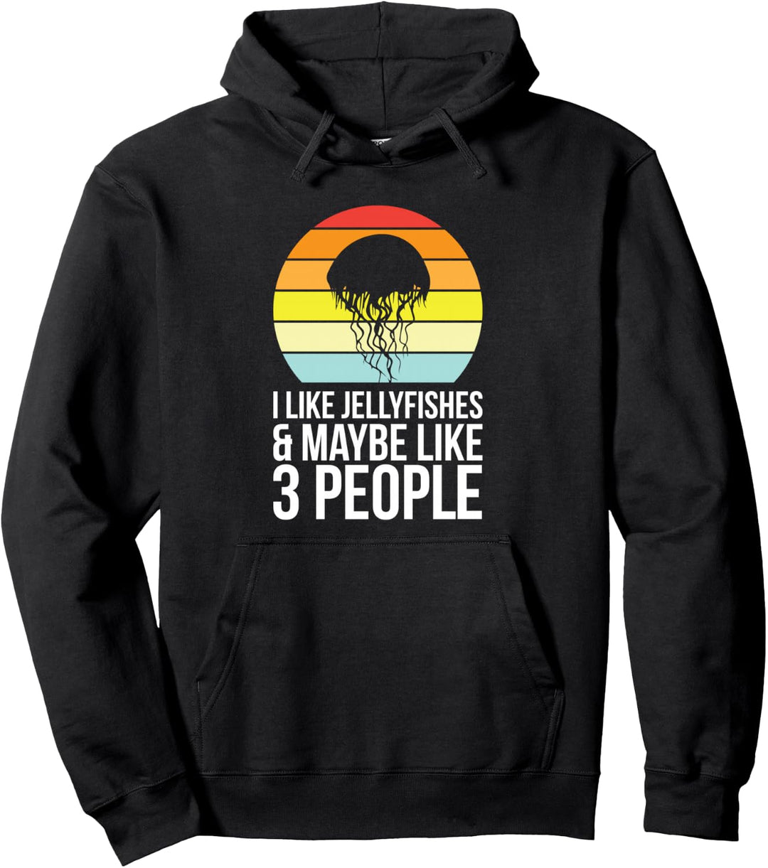 Ich mag Quallen und vielleicht 3 Leute Retro Quallen Pullover Hoodie