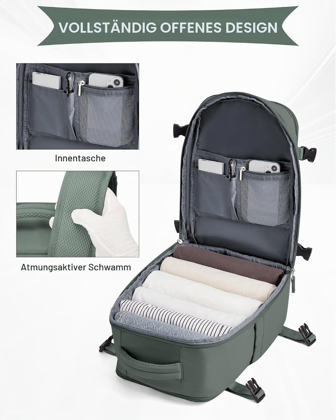 SZLX Vakuum Rucksack Ryanair Handgepäck 40x30x20 Wizzair Rucksack 40x20x25 für Ryanair Reiserucksack