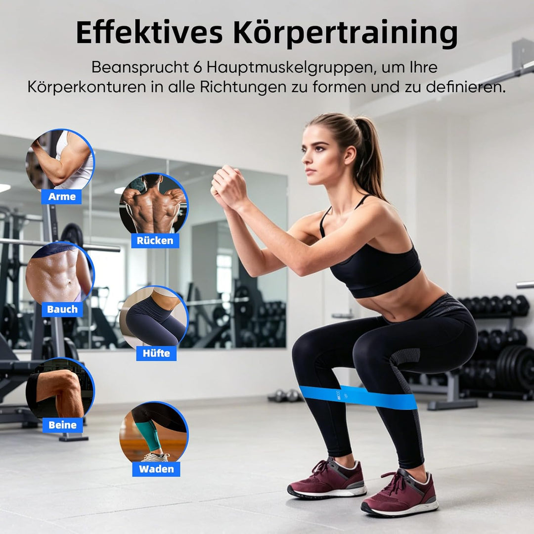 Sit-Up Trainingsgeräte, 45kg Bauchtrainer mit Gummigriffen und 6 Tubes Elastische Zugseil, Einstellb