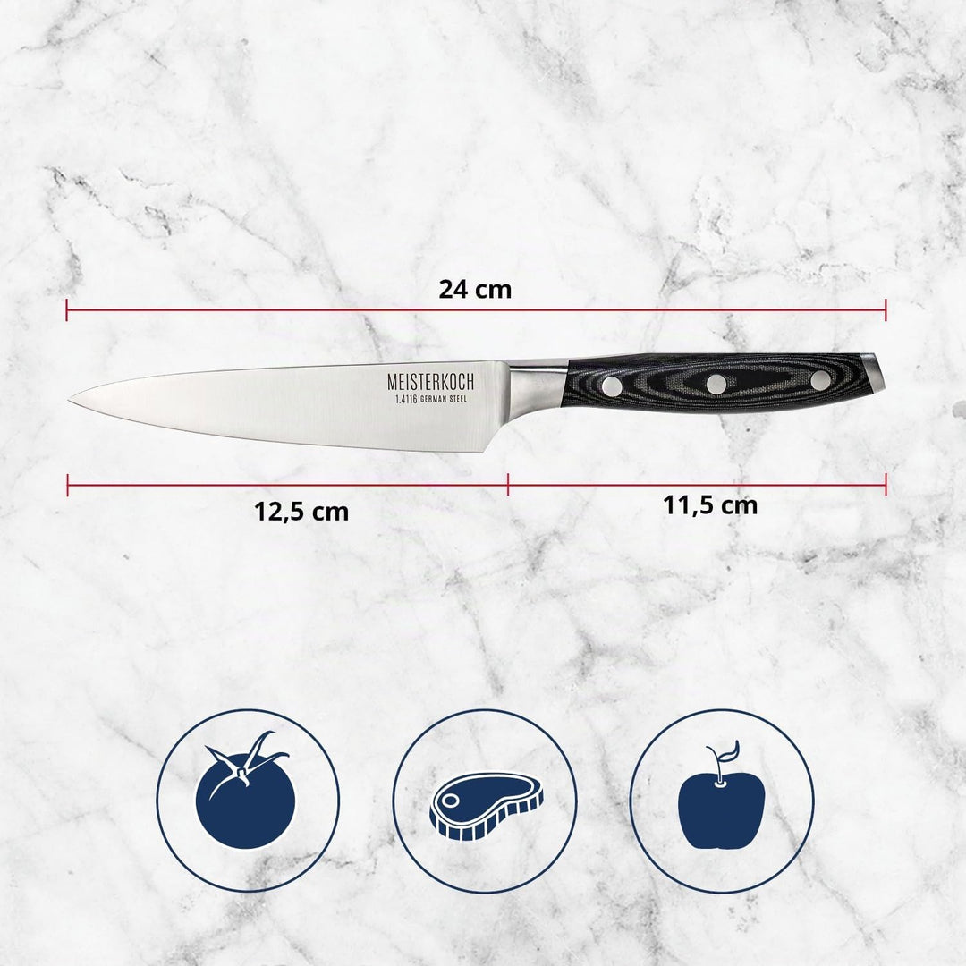 MEISTERKOCH Universalmesser Messer Küchenmesser | 12,5 cm Klinge aus rostfreiem deutschen Edelstahl