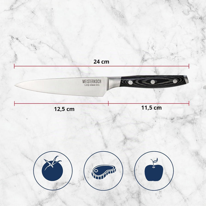 MEISTERKOCH Universalmesser Messer Küchenmesser | 12,5 cm Klinge aus rostfreiem deutschen Edelstahl