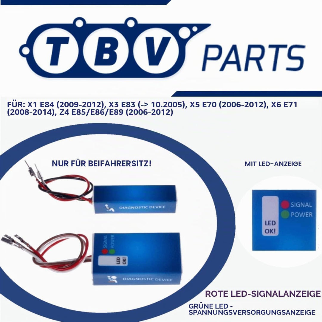 TBVPARTS Emulator Sensor Belegung Sitz SRS Emulator Bypass Simulator für E70 E71 E83 E84 E85 E86 E89