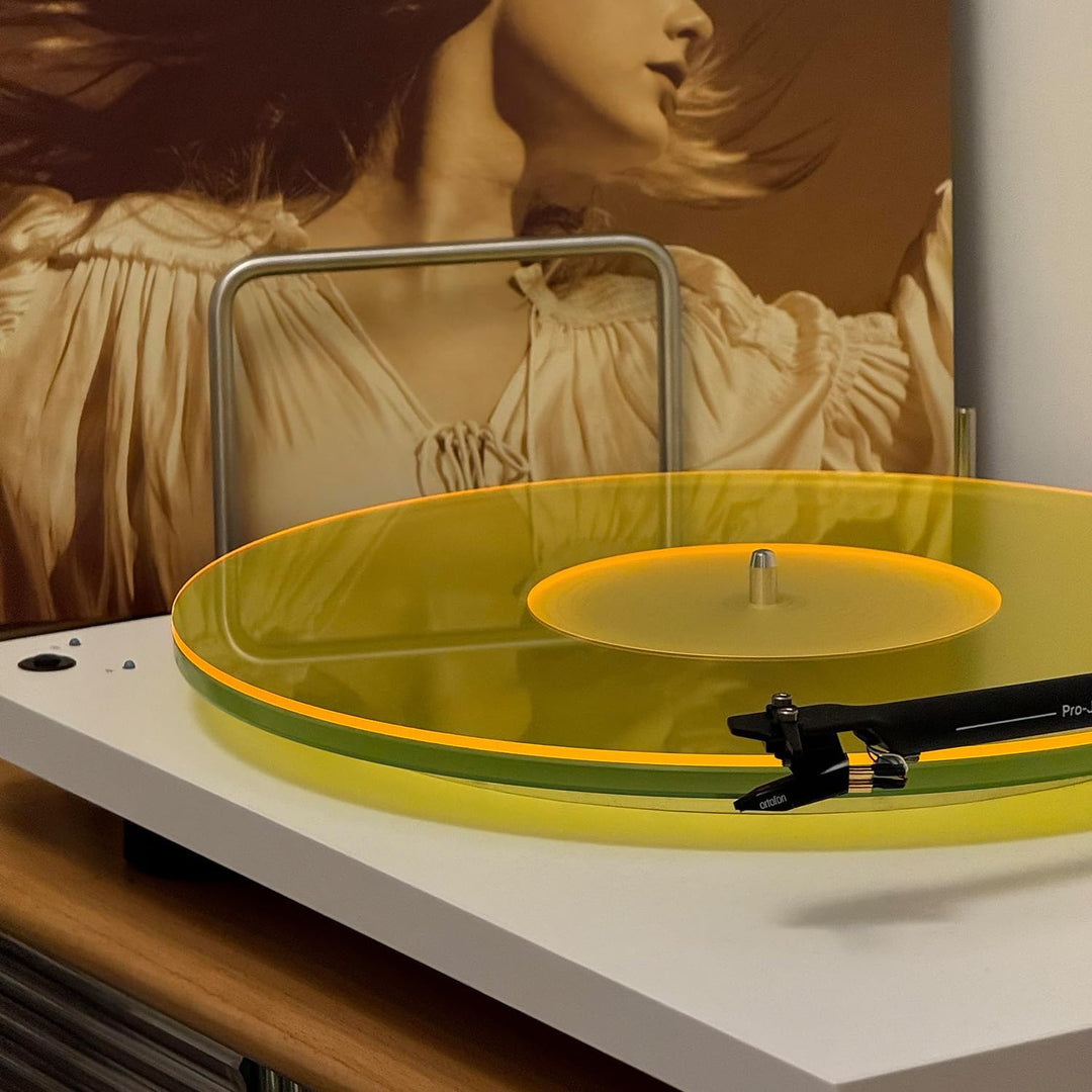 Plattenspieler-Matte, Schallplatten-Slipmat, Acryl-Plattenspieler-Platte, Vinyl-Rutschmatten (Gelb)