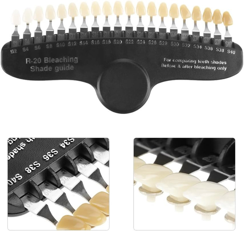 Dental Teeth Shade Guide, professionelles 3D-R-20-Zahnweiss-Farbdiagramm aus Porzellan mit 20 Farben