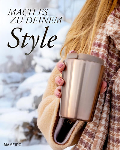 MAMEIDO Thermobecher 350ml, 470ml & 700ml - dichter Kaffeebecher to go aus Edelstahl doppelwandig is