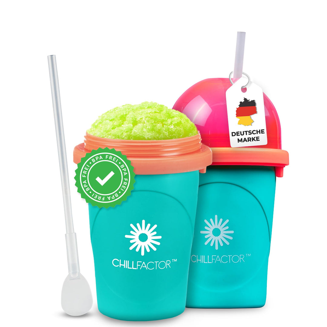 Slushy Maker Magic Freez | Slush Ice Becher mit Strohhalmlöffel | Eisbecher Alternative für Eis selb