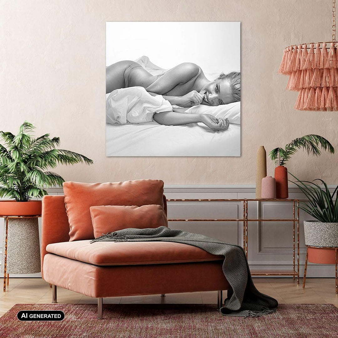 Bilder auf Leinwand 70x70cm Leinwandbild Weiblich mode modell posieren Gross Wanddeko Bild Schlafzim