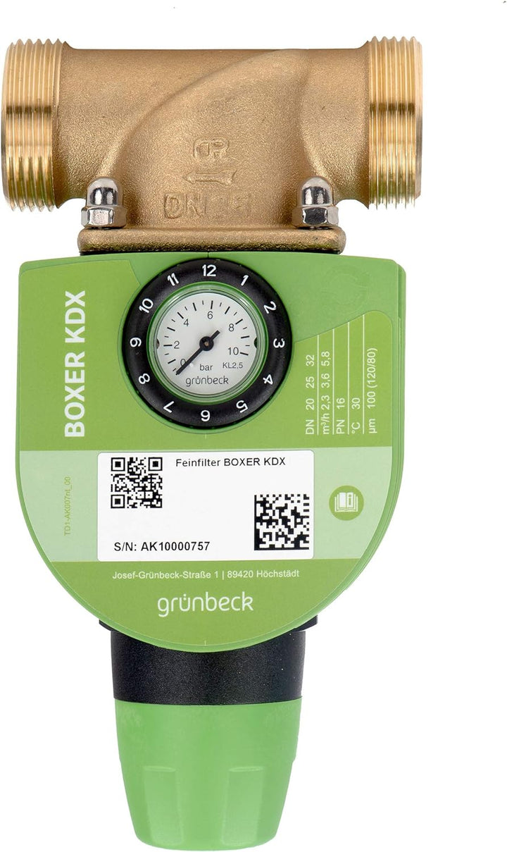 Grünbeck 101815 Feinfilter BOXER (Wasserfilter) KDX - DN 20 (3/4") - zur Filtration von Trinkwasser,