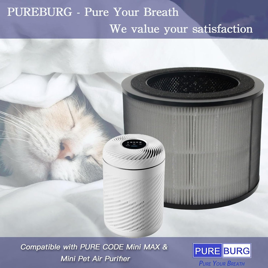 PUREBURG Ersatzfilter kompatibel mit PURE CODE Mini MAX und Mini Pet Luftreiniger, 2er-Pack H13 HEPA