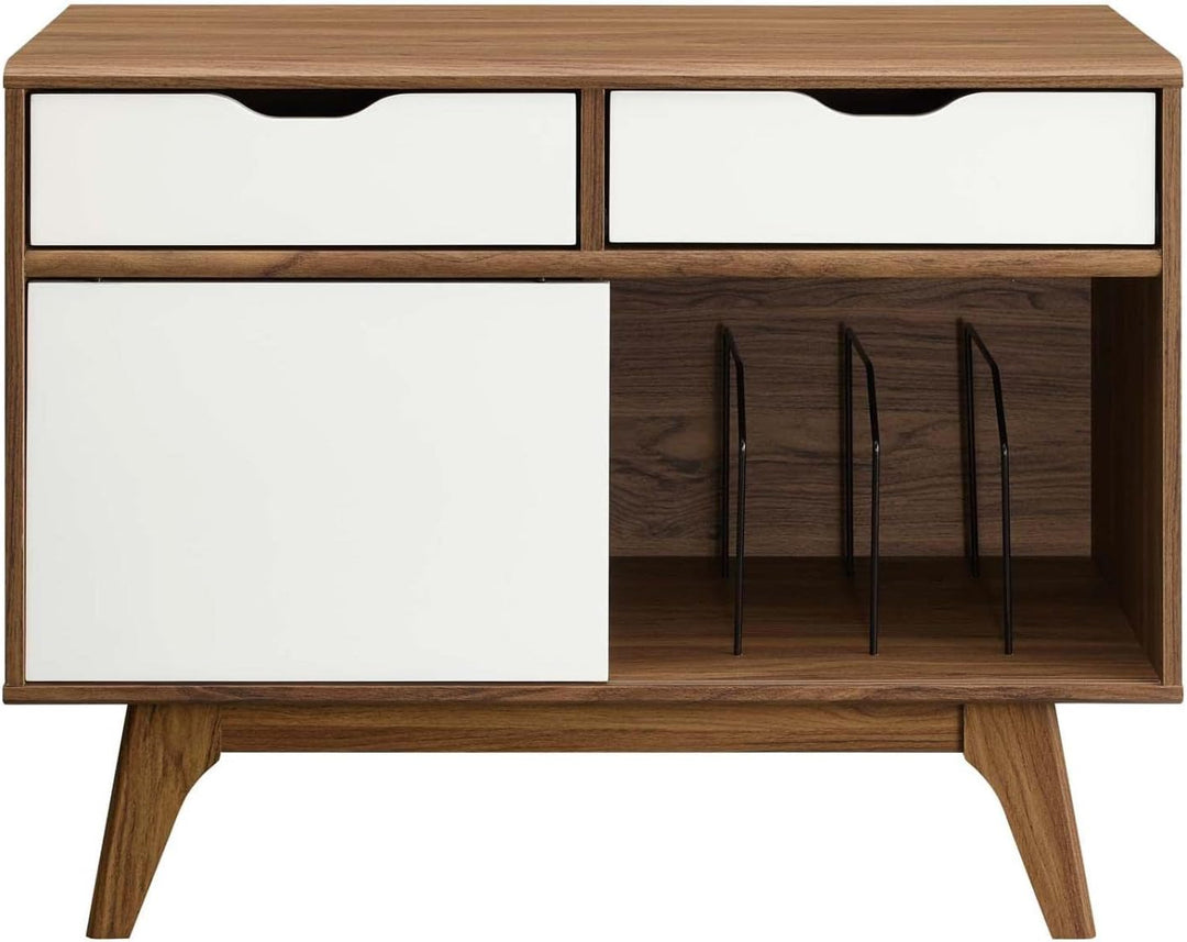 Modway Envision Mid-Century Modern 37" Vinyl-Schallplatten-Ausstellungsstand mit Schubladen, 37 Zoll