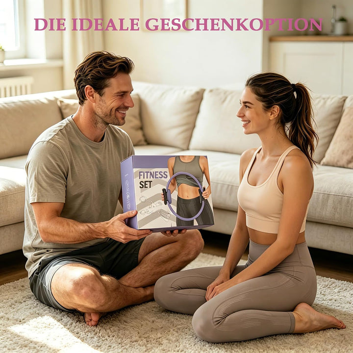 Pilates Set 14 Teilig für Zuhause–mit Pilates Ring, Pilates Ball, Faszienrolle, 5 Fitnessbänder für