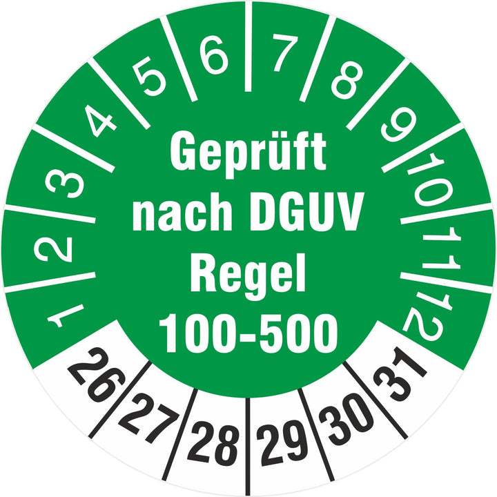 500 Stück nächster Prüftermin - geprüft nach DGUV Vorschrift 3 Prüfetiketten/Prüfplaketten 30 mm run