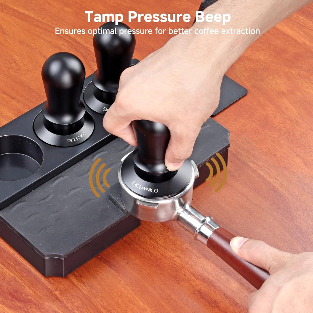 Kaffee-Tamper 53 mm – mit Sound-Feedback, 13,6 kg, federbelasteter Tamper Barista, Espresso-Stampfer