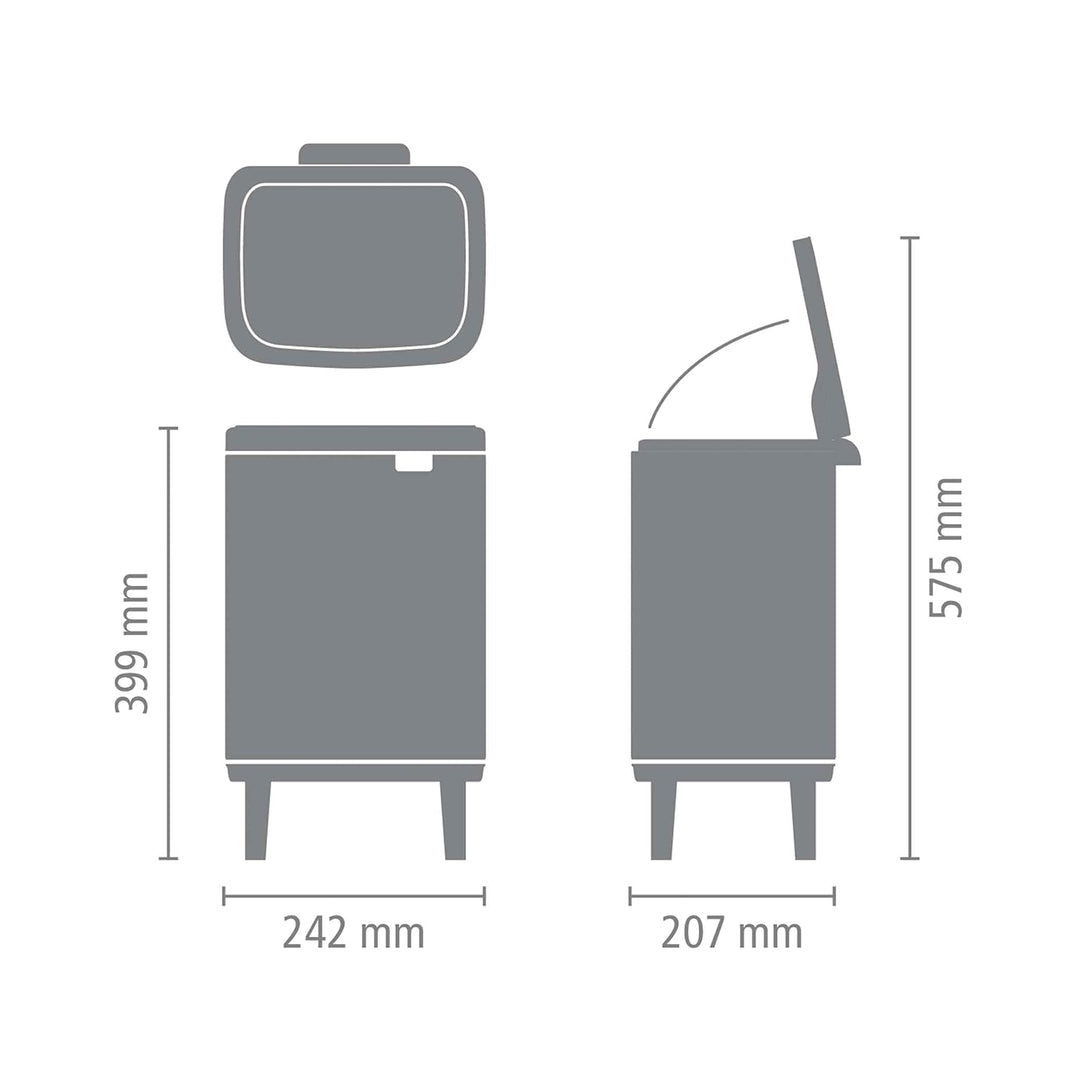 Brabantia Bo Hi Abfalleimer 7 l mit Soft-Close-Deckel, Abfallsammler mit herausnehmbarem Inneneimer