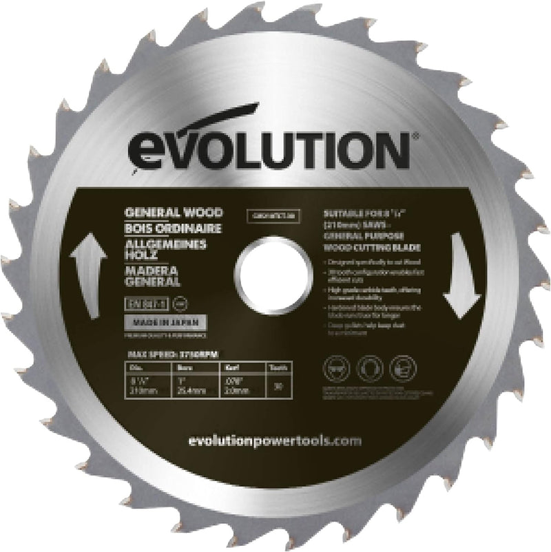 Evolution GW210TCT-30 - 210mm - Holzsägeblatt - Hartmetallbestückte 30-Zahn-Konfiguration ermöglicht